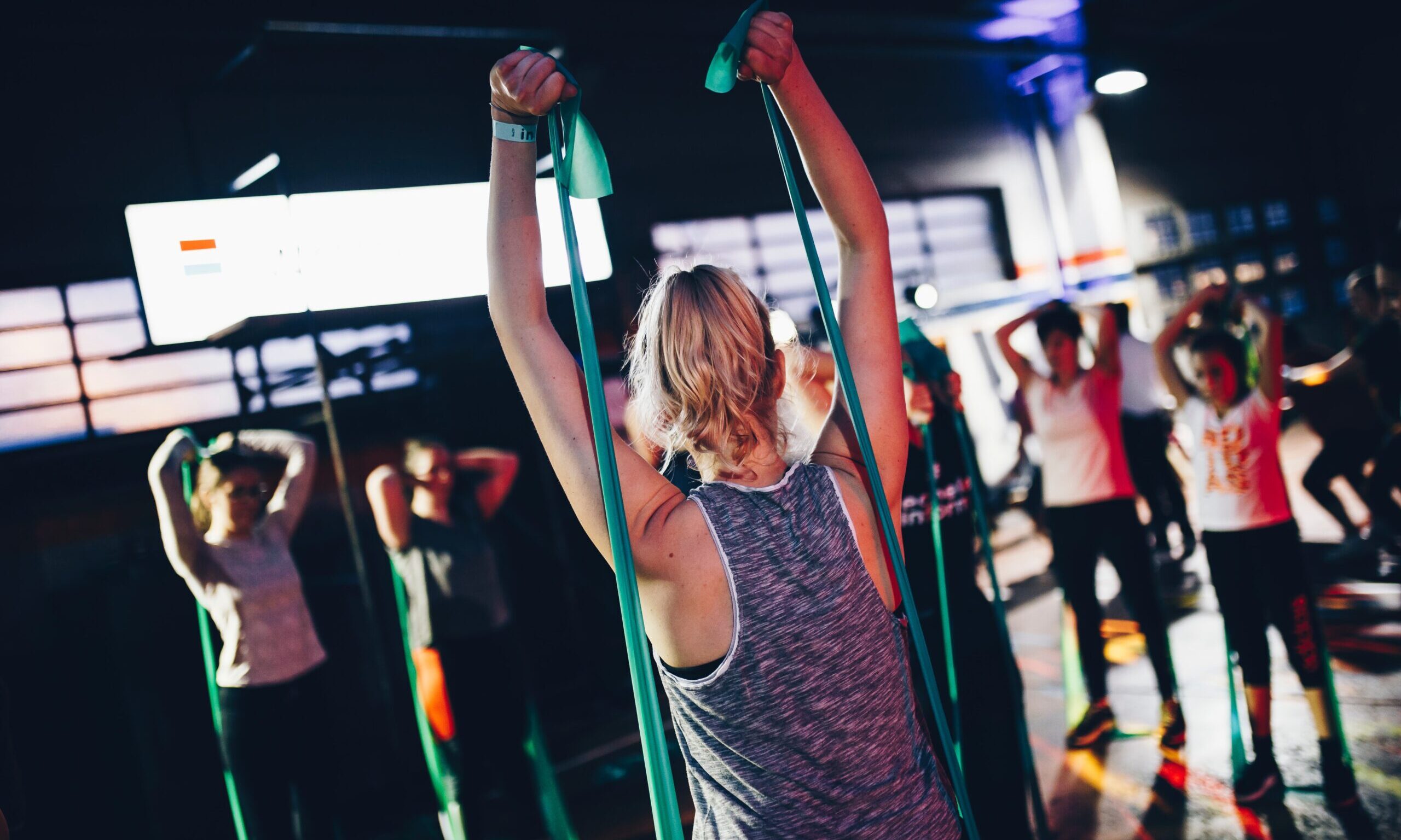 group of people exercising together